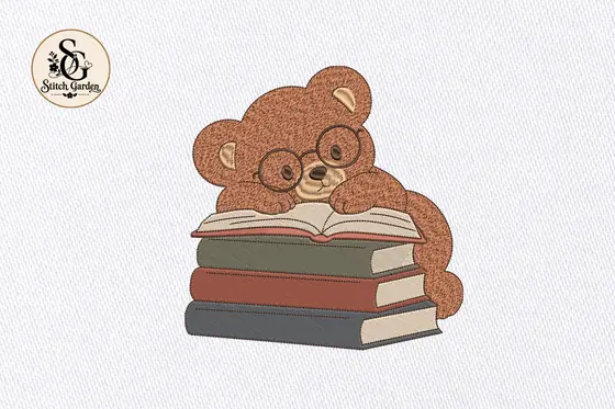 Cozy Bear Reading Books Design